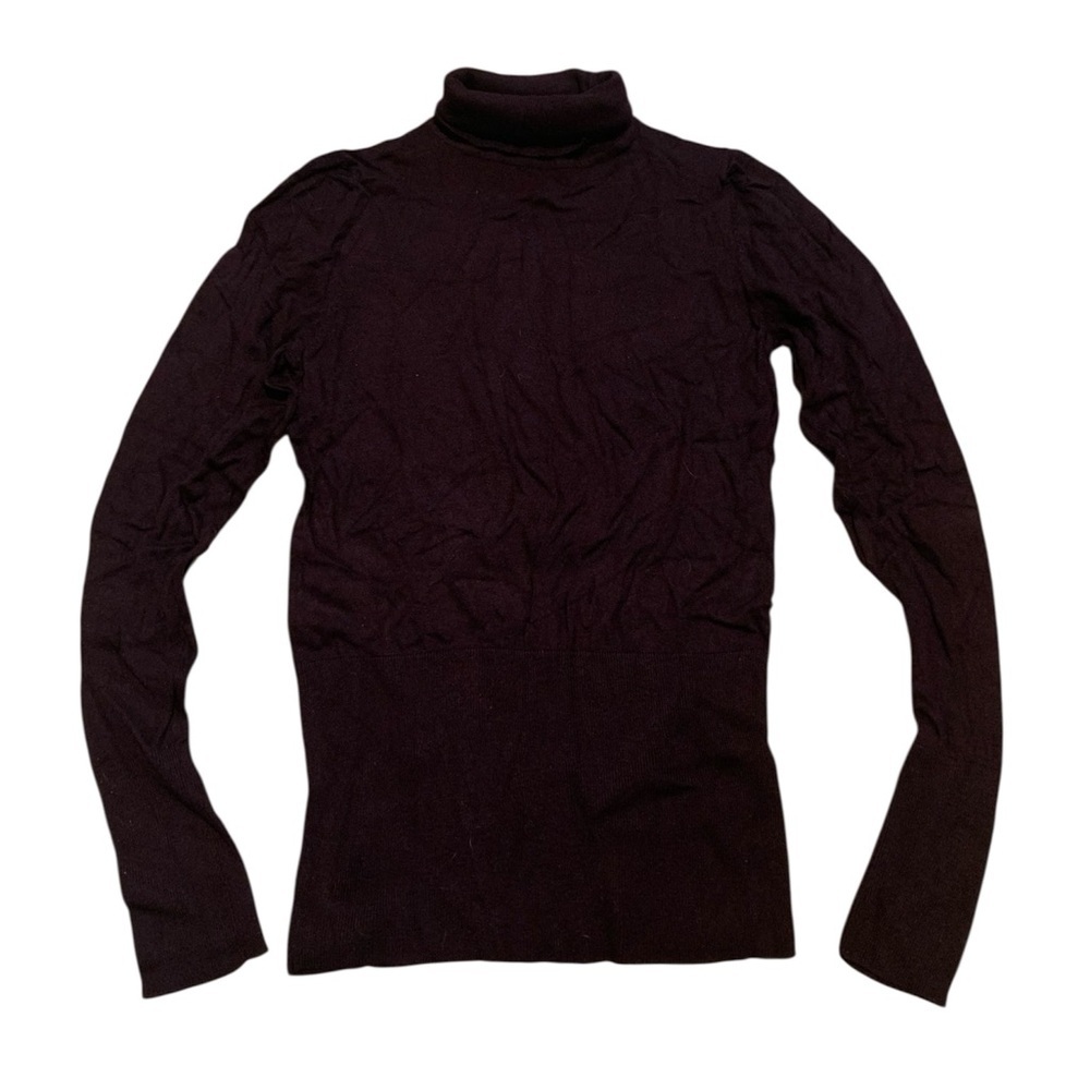 VINTAGE 90s Y2K Cassis Dark Plum Fitted Turtleneck Sweater Top M